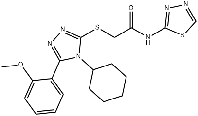 2-{[4-cyclohexyl-5-(2-methoxyphenyl)-4H-1,2,4-triazol-3-yl]sulfanyl}-N-(1,3,4-thiadiazol-2-yl)acetamide Struktur