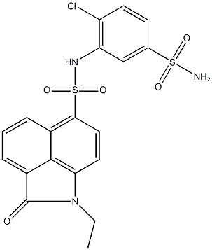 N-[5-(aminosulfonyl)-2-chlorophenyl]-1-ethyl-2-oxo-1,2-dihydrobenzo[cd]indole-6-sulfonamide Struktur