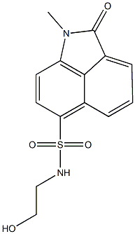 N-(2-hydroxyethyl)-1-methyl-2-oxo-1,2-dihydrobenzo[cd]indole-6-sulfonamide Struktur