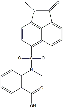 2-{methyl[(1-methyl-2-oxo-1,2-dihydrobenzo[cd]indol-6-yl)sulfonyl]amino}benzoic acid Struktur