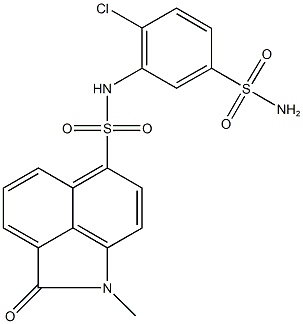 N-[5-(aminosulfonyl)-2-chlorophenyl]-1-methyl-2-oxo-1,2-dihydrobenzo[cd]indole-6-sulfonamide Struktur