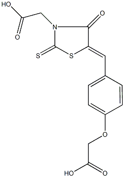 {5-[4-(carboxymethoxy)benzylidene]-4-oxo-2-thioxo-1,3-thiazolidin-3-yl}acetic acid Struktur