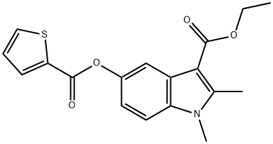 ethyl 1,2-dimethyl-5-[(2-thienylcarbonyl)oxy]-1H-indole-3-carboxylate Struktur