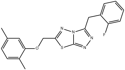 2,5-dimethylphenyl [3-(2-fluorobenzyl)[1,2,4]triazolo[3,4-b][1,3,4]thiadiazol-6-yl]methyl ether Struktur