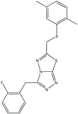 2,5-dimethylphenyl [3-(2-fluorobenzyl)[1,2,4]triazolo[3,4-b][1,3,4]thiadiazol-6-yl]methyl sulfide Struktur