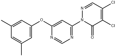 4,5-dichloro-2-[6-(3,5-dimethylphenoxy)-4-pyrimidinyl]-3(2H)-pyridazinone Struktur