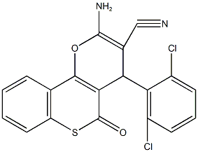 2-amino-4-(2,6-dichlorophenyl)-5-oxo-4H,5H-thiochromeno[4,3-b]pyran-3-carbonitrile Struktur