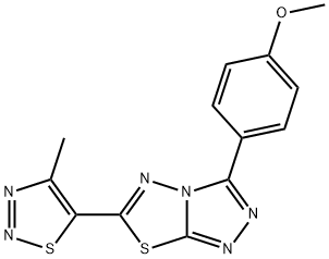 methyl 4-[6-(4-methyl-1,2,3-thiadiazol-5-yl)[1,2,4]triazolo[3,4-b][1,3,4]thiadiazol-3-yl]phenyl ether Struktur