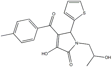 3-hydroxy-1-(2-hydroxypropyl)-4-(4-methylbenzoyl)-5-(2-thienyl)-1,5-dihydro-2H-pyrrol-2-one Struktur