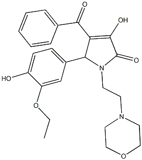 4-benzoyl-5-(3-ethoxy-4-hydroxyphenyl)-3-hydroxy-1-[2-(4-morpholinyl)ethyl]-1,5-dihydro-2H-pyrrol-2-one Struktur