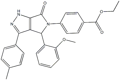 ethyl 4-(4-(2-methoxyphenyl)-3-(4-methylphenyl)-6-oxo-4,6-dihydropyrrolo[3,4-c]pyrazol-5(1H)-yl)benzoate Struktur