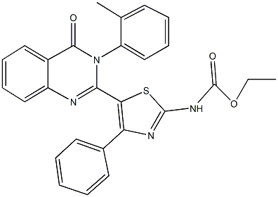 ethyl 5-[3-(2-methylphenyl)-4-oxo-3,4-dihydro-2-quinazolinyl]-4-phenyl-1,3-thiazol-2-ylcarbamate Struktur