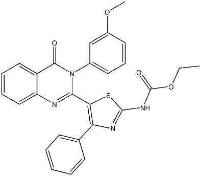 ethyl 5-[3-(3-methoxyphenyl)-4-oxo-3,4-dihydro-2-quinazolinyl]-4-phenyl-1,3-thiazol-2-ylcarbamate Struktur