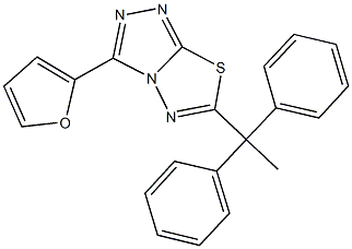 6-(1,1-diphenylethyl)-3-(2-furyl)[1,2,4]triazolo[3,4-b][1,3,4]thiadiazole Struktur