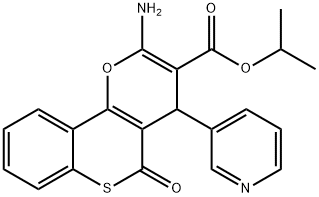 isopropyl 2-amino-5-oxo-4-(3-pyridinyl)-4H,5H-thiochromeno[4,3-b]pyran-3-carboxylate Struktur