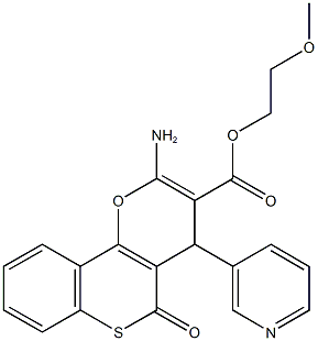 2-methoxyethyl 2-amino-5-oxo-4-(3-pyridinyl)-4H,5H-thiochromeno[4,3-b]pyran-3-carboxylate Struktur