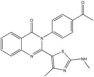 3-(4-acetylphenyl)-2-[4-methyl-2-(methylamino)-1,3-thiazol-5-yl]-4(3H)-quinazolinone Struktur