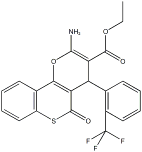 ethyl 2-amino-5-oxo-4-[2-(trifluoromethyl)phenyl]-4H,5H-thiochromeno[4,3-b]pyran-3-carboxylate Struktur