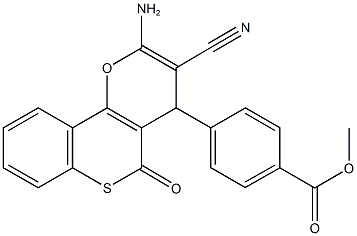 methyl 4-(2-amino-3-cyano-5-oxo-4H,5H-thiochromeno[4,3-b]pyran-4-yl)benzoate Struktur