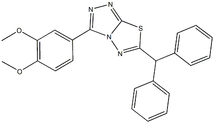 6-benzhydryl-3-(3,4-dimethoxyphenyl)[1,2,4]triazolo[3,4-b][1,3,4]thiadiazole Struktur