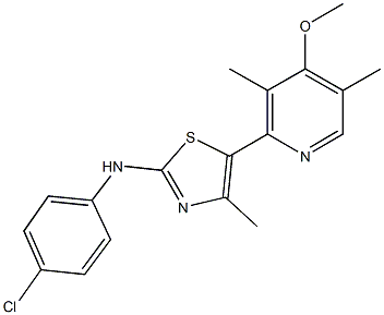 N-(4-chlorophenyl)-N-[5-(4-methoxy-3,5-dimethyl-2-pyridinyl)-4-methyl-1,3-thiazol-2-yl]amine Struktur