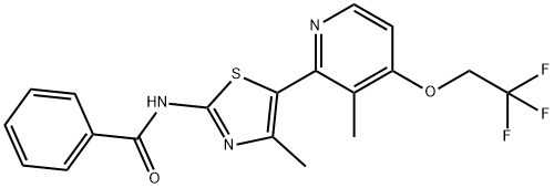 N-{4-methyl-5-[3-methyl-4-(2,2,2-trifluoroethoxy)-2-pyridinyl]-1,3-thiazol-2-yl}benzamide Struktur