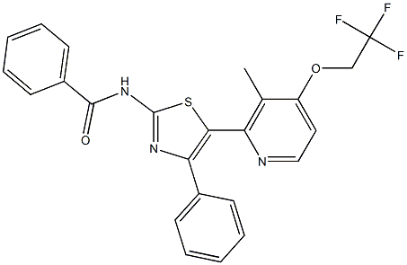 N-{5-[3-methyl-4-(2,2,2-trifluoroethoxy)-2-pyridinyl]-4-phenyl-1,3-thiazol-2-yl}benzamide Struktur