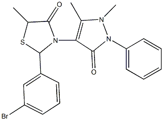 2-(3-bromophenyl)-3-(1,5-dimethyl-3-oxo-2-phenyl-2,3-dihydro-1H-pyrazol-4-yl)-5-methyl-1,3-thiazolidin-4-one Struktur