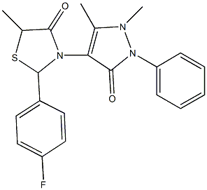 3-(1,5-dimethyl-3-oxo-2-phenyl-2,3-dihydro-1H-pyrazol-4-yl)-2-(4-fluorophenyl)-5-methyl-1,3-thiazolidin-4-one Struktur