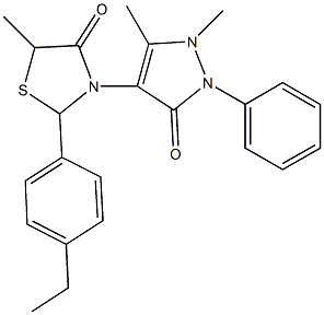 3-(1,5-dimethyl-3-oxo-2-phenyl-2,3-dihydro-1H-pyrazol-4-yl)-2-(4-ethylphenyl)-5-methyl-1,3-thiazolidin-4-one Struktur