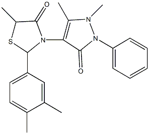 3-(1,5-dimethyl-3-oxo-2-phenyl-2,3-dihydro-1H-pyrazol-4-yl)-2-(3,4-dimethylphenyl)-5-methyl-1,3-thiazolidin-4-one Struktur