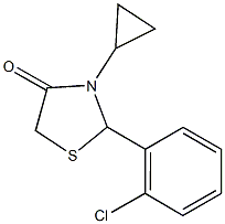 2-(2-chlorophenyl)-3-cyclopropyl-1,3-thiazolidin-4-one Struktur