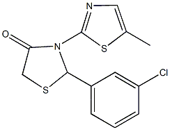 2-(3-chlorophenyl)-3-(5-methyl-1,3-thiazol-2-yl)-1,3-thiazolidin-4-one Struktur