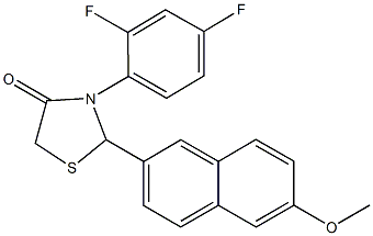 3-(2,4-difluorophenyl)-2-(6-methoxy-2-naphthyl)-1,3-thiazolidin-4-one Struktur