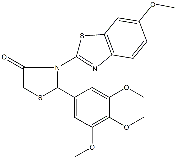 3-(6-methoxy-1,3-benzothiazol-2-yl)-2-(3,4,5-trimethoxyphenyl)-1,3-thiazolidin-4-one Struktur