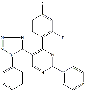 4-(2,4-difluorophenyl)-5-(1-phenyl-1H-tetraazol-5-yl)-2-(4-pyridinyl)pyrimidine Struktur