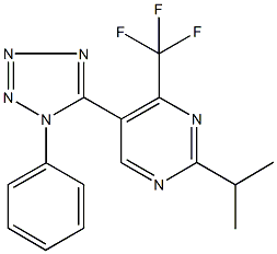 2-isopropyl-5-(1-phenyl-1H-tetraazol-5-yl)-4-(trifluoromethyl)pyrimidine Struktur