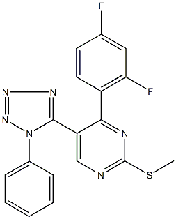 4-(2,4-difluorophenyl)-5-(1-phenyl-1H-tetraazol-5-yl)-2-pyrimidinyl methyl sulfide Struktur