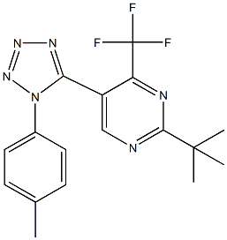 2-tert-butyl-5-[1-(4-methylphenyl)-1H-tetraazol-5-yl]-4-(trifluoromethyl)pyrimidine Struktur