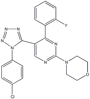 4-[5-[1-(4-chlorophenyl)-1H-tetraazol-5-yl]-4-(2-fluorophenyl)-2-pyrimidinyl]morpholine Struktur