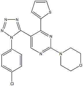 4-[5-[1-(4-chlorophenyl)-1H-tetraazol-5-yl]-4-(2-thienyl)-2-pyrimidinyl]morpholine Struktur