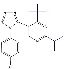 5-[1-(4-chlorophenyl)-1H-tetraazol-5-yl]-2-isopropyl-4-(trifluoromethyl)pyrimidine Struktur