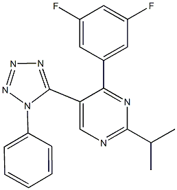 4-(3,5-difluorophenyl)-2-isopropyl-5-(1-phenyl-1H-tetraazol-5-yl)pyrimidine Struktur