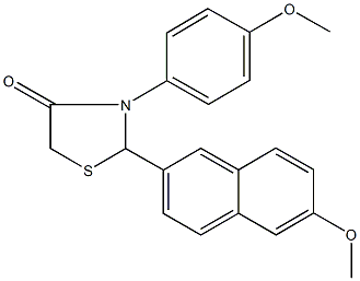 2-(6-methoxy-2-naphthyl)-3-(4-methoxyphenyl)-1,3-thiazolidin-4-one Struktur