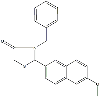 3-benzyl-2-(6-methoxy-2-naphthyl)-1,3-thiazolidin-4-one Struktur