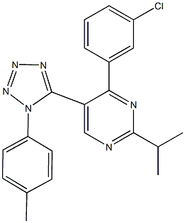 4-(3-chlorophenyl)-2-isopropyl-5-[1-(4-methylphenyl)-1H-tetraazol-5-yl]pyrimidine Struktur