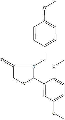 2-(2,5-dimethoxyphenyl)-3-(4-methoxybenzyl)-1,3-thiazolidin-4-one Struktur