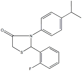 2-(2-fluorophenyl)-3-(4-isopropylphenyl)-1,3-thiazolidin-4-one Struktur