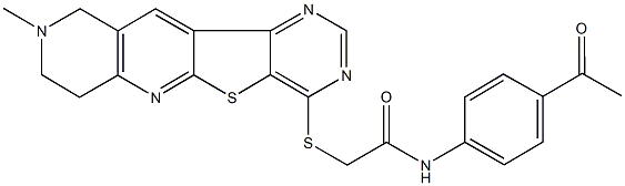 N-(4-acetylphenyl)-2-[(9-methyl-7,8,9,10-tetrahydropyrimido[4',5':4,5]thieno[2,3-b][1,6]naphthyridin-4-yl)sulfanyl]acetamide Struktur