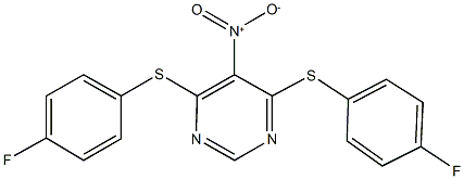 4,6-bis[(4-fluorophenyl)sulfanyl]-5-nitropyrimidine Struktur